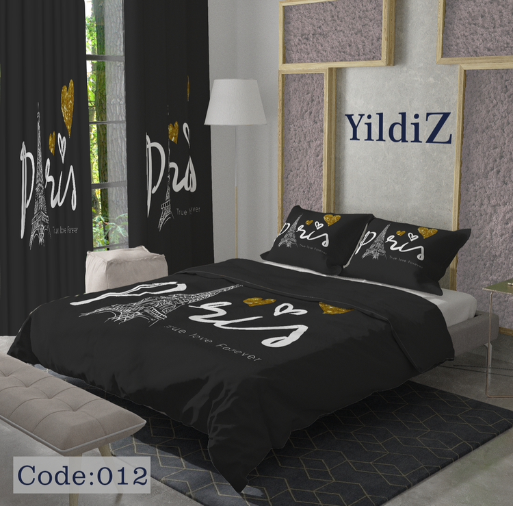 خرید روتختی طوسی طرح پاریس فانتزی