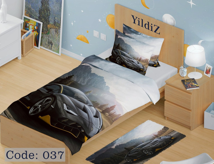 خرید روتختی طرح ماشین لامبورگینی مشکی