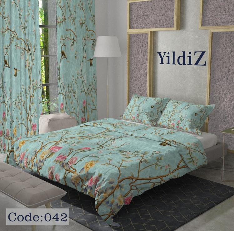 قیمت روتختی طرح باغ و پرنده آبی