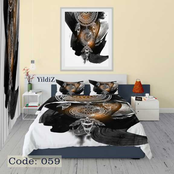 قیمت روتختی سفید مشکی طرحدار