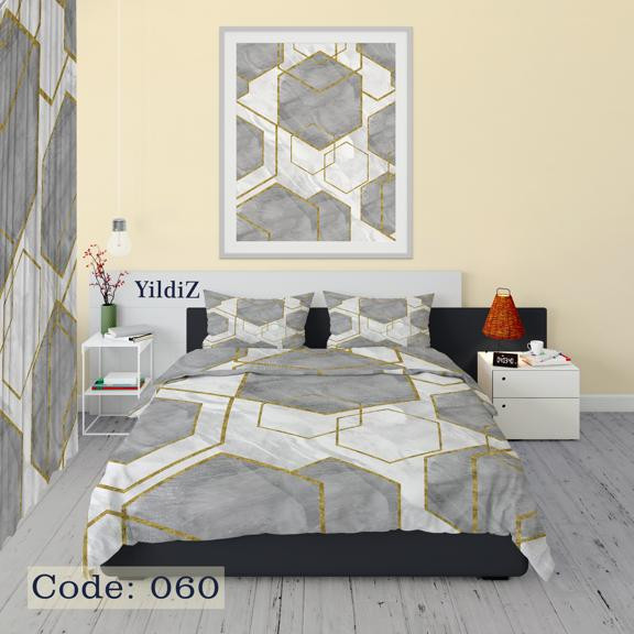 خرید روتختی طوسی سفید طرحدار