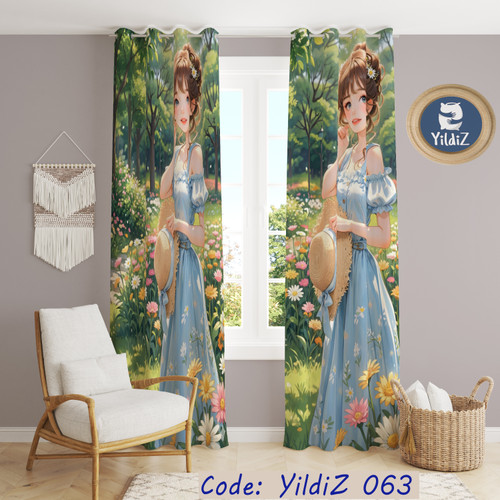 پرده دخترانه طرح انیمه ای کد :yildiz063