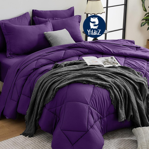 روتختی نخی هتلی تکرنگ بنفش سیر