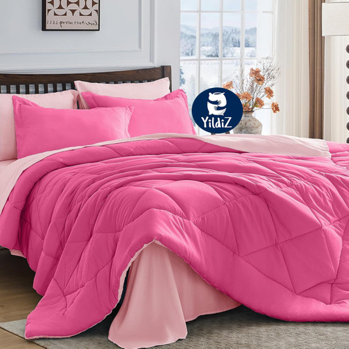 روتختی نخی هتلی تکرنگ صورتی سرخابی