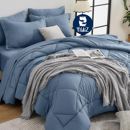 روتختی نخی هتلی تکرنگ آبی نیلی