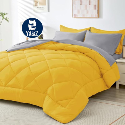 روتختی نخی هتلی تکرنگ زرد طوسی