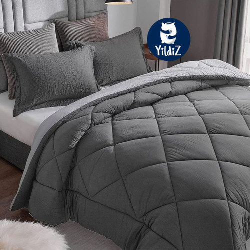 روتختی نخی هتلی تکرنگ طوسی تیره و روشن