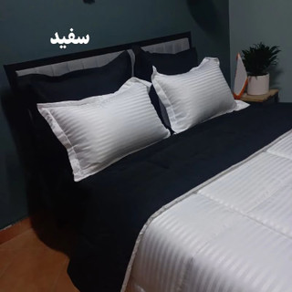 روتختی نخی هتلی راه راه سفید مشکی