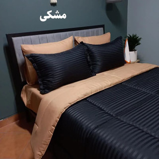 روتختی نخی هتلی راه راه مشکی نسکافه ای