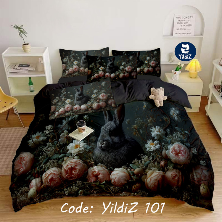 روتختی مخمل لطیف طرح گلدار و خرگوش